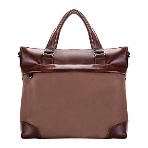 McKlein, N Series, EASTWARD, Nano Tech-Light Nylon with Leather Trim, 15" Nylon Slim Laptop Briefcase, Khaki (18394)