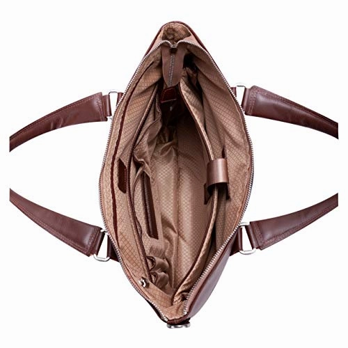 McKlein, N Series, EASTWARD, Nano Tech-Light Nylon with Leather Trim, 15" Nylon Slim Laptop Briefcase, Khaki (18394)