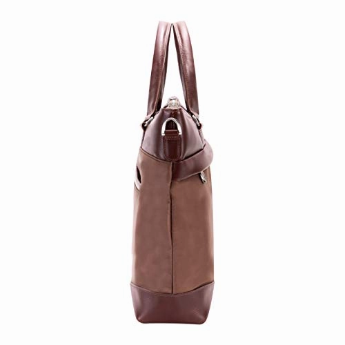 McKlein, N Series, EASTWARD, Nano Tech-Light Nylon with Leather Trim, 15" Nylon Slim Laptop Briefcase, Khaki (18394)