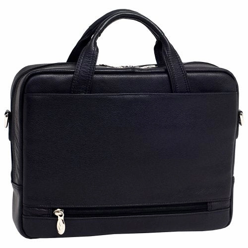 McKlein, S Series, BRONZEVILLE, Pebble Grain Calfskin Leather, 15" Leather Medium Laptop Briefcase, Black (15485)