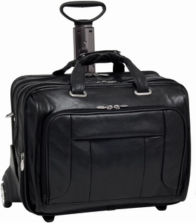 Mcklein S Series West Town Leather Fly-Through 17In Wheeled Laptop Case