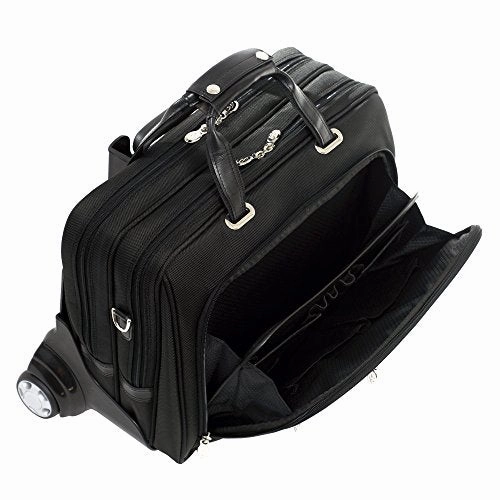 Mcklein USA 76535 Ohare, 15.6" Nylon Checkpoint Friendly Wheeled Laptop Briefcase, 18"x9.25"x14.5", Black