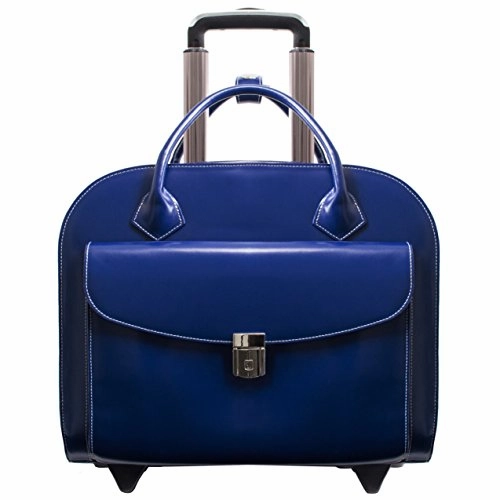 Mcklein Usa Granville Navy 15.6" Leather Wheeled Ladies' Laptop Case (96147A)
