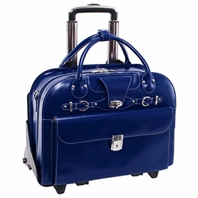 Mcklein Usa Roseville Navy 15.6" Leather Fly, Friendly Detachable, Wheeled Ladies' Briefcase