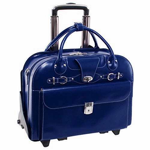 Mcklein Usa Roseville Navy 15.6" Leather Fly, Friendly Detachable, Wheeled Ladies' Briefcase