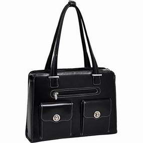 McKlein, W Series, Verona, Top Grain Cowhide Leather, 15" Leather Fly-Through Checkpoint-Friendly Ladies' Laptop Briefcase, Black (96625)