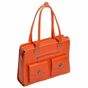 McKlein, W Series, Verona, Top Grain Cowhide Leather, 15" Leather Fly-Through Checkpoint-Friendly Ladies' Laptop Briefcase, Orange (96620)