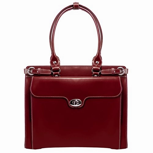 McKlein, W Series, Winnetka, Top Grain Cowhide Leather, 15" Leather Ladies' Laptop Briefcase, Red (94836)