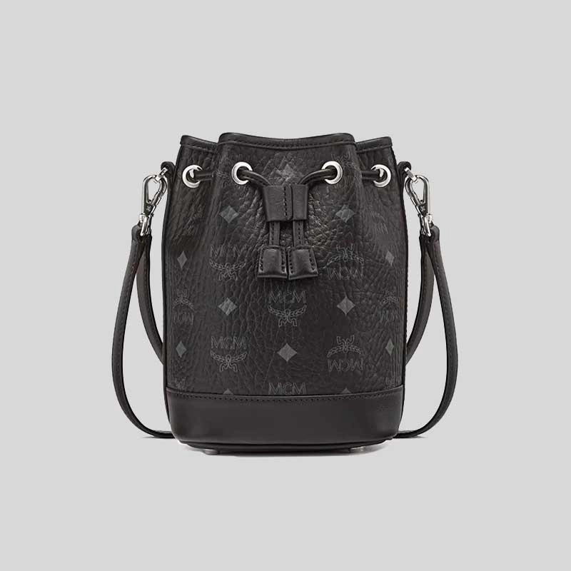 MCM Dessau Drawstring Bag In Visetos Black MWDCSDU03BK001