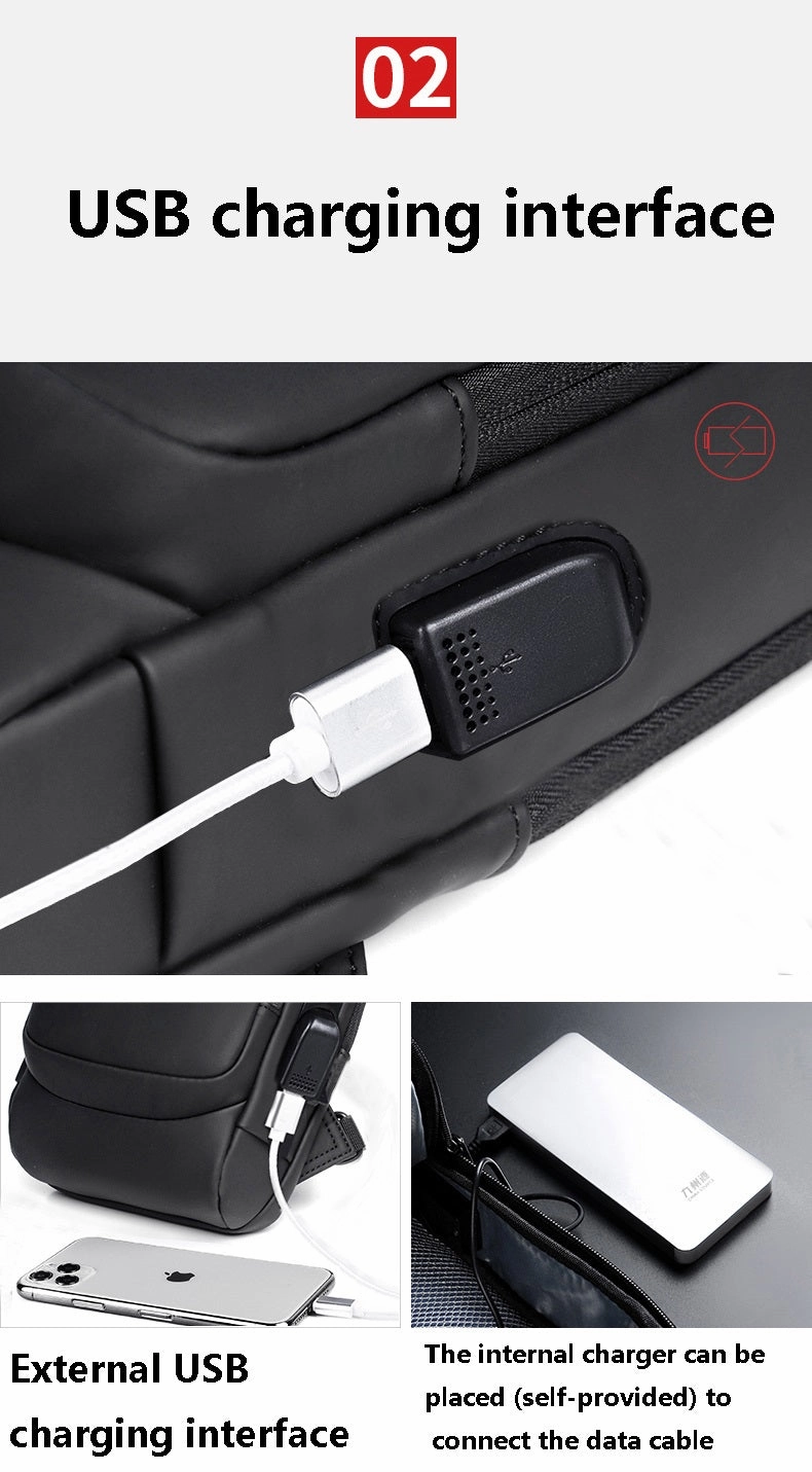 Men's Sleek Anti-theft PU Leather Crossbody Bag - USB Charging, Stylish Print & Zip Closure 4109