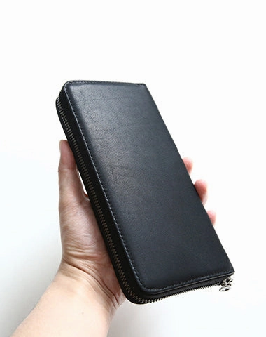 MENS Green LEATHER ZIPPER LONG CLUTCH Personalized WALLETs ZIPPER VINTAGE LONG WALLET FOR MEN