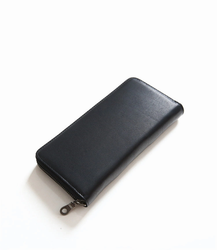 MENS Green LEATHER ZIPPER LONG CLUTCH Personalized WALLETs ZIPPER VINTAGE LONG WALLET FOR MEN