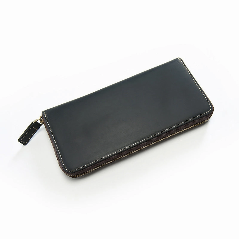 MENS Green LEATHER ZIPPER LONG CLUTCH Personalized WALLETs ZIPPER VINTAGE LONG WALLET FOR MEN