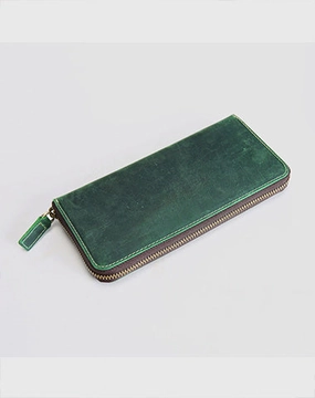 MENS Green LEATHER ZIPPER LONG CLUTCH Personalized WALLETs ZIPPER VINTAGE LONG WALLET FOR MEN