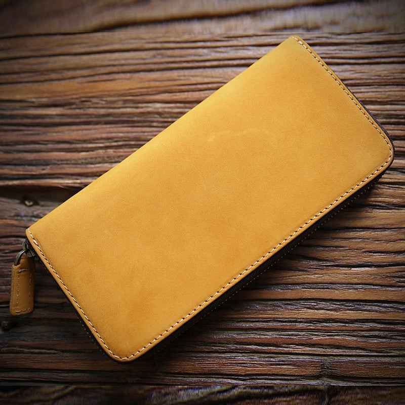 MENS Green LEATHER ZIPPER LONG CLUTCH Personalized WALLETs ZIPPER VINTAGE LONG WALLET FOR MEN