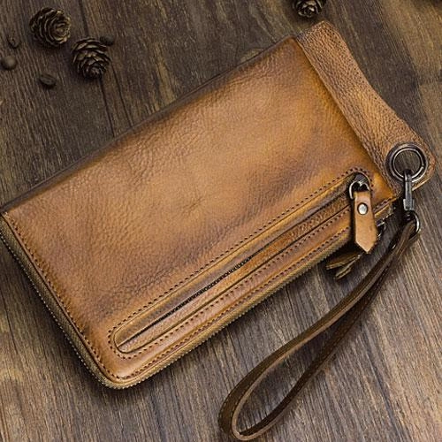 Mens Keyring Wallet Cool Biker Chain Wallet Keyring Wallet Leather Wristlet Clutch Wallet