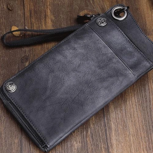 Mens Keyring Wallet Cool Biker Chain Wallet Keyring Wallet Leather Wristlet Clutch Wallet