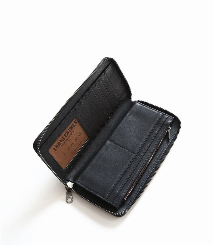 MENS LEATHER ZIPPER LONG CLUTCH Personalized WALLETs ZIPPER VINTAGE LONG WALLET FOR MEN