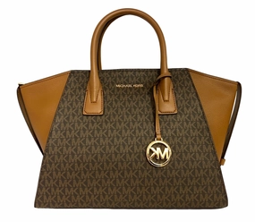 Michael Kors Avril To Zi Leather SIGNATURE Satchel Crossbody Handbag