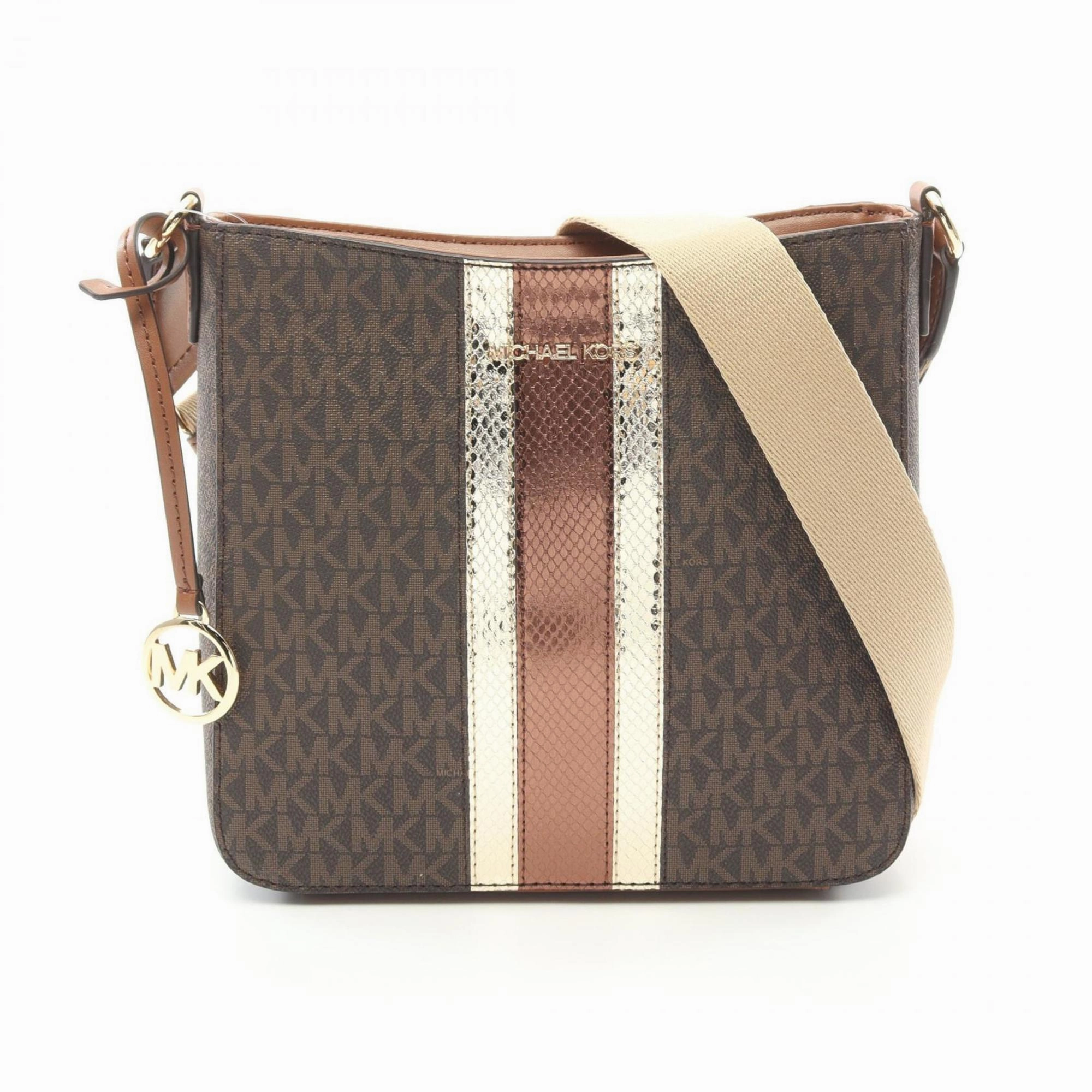 Michael Kors  Coated Canvas Leather Shoulder Bag Weekend Bag (Pre-Owned)