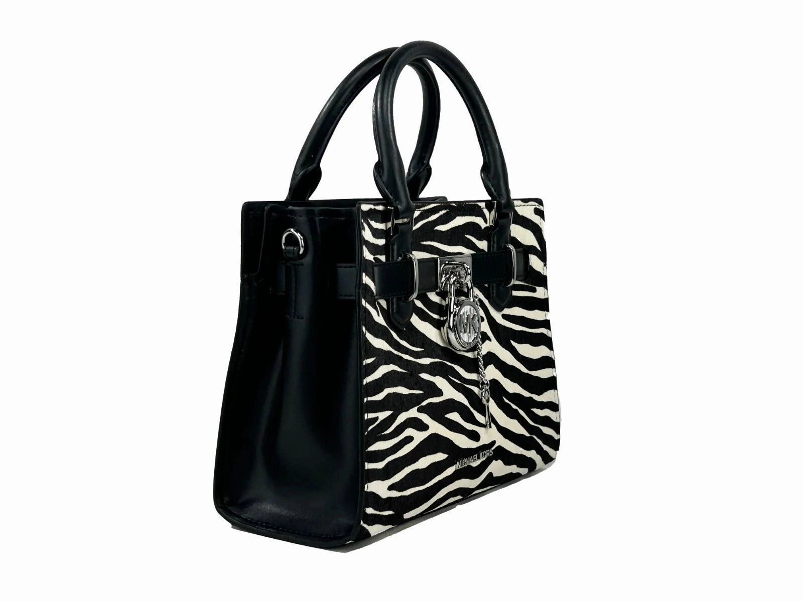 Michael Kors Hamilton Small Leather Zebra Print Satchel Crossbody Women's