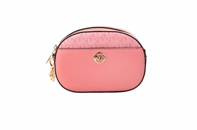Michael Kors Jet Set Glam Tea Rose Leather Oval Crossbody Handbag Purse