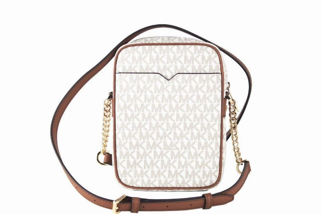 Michael Kors Jet Set Medium Vanilla PVC North South Chain Crossbody Handbag