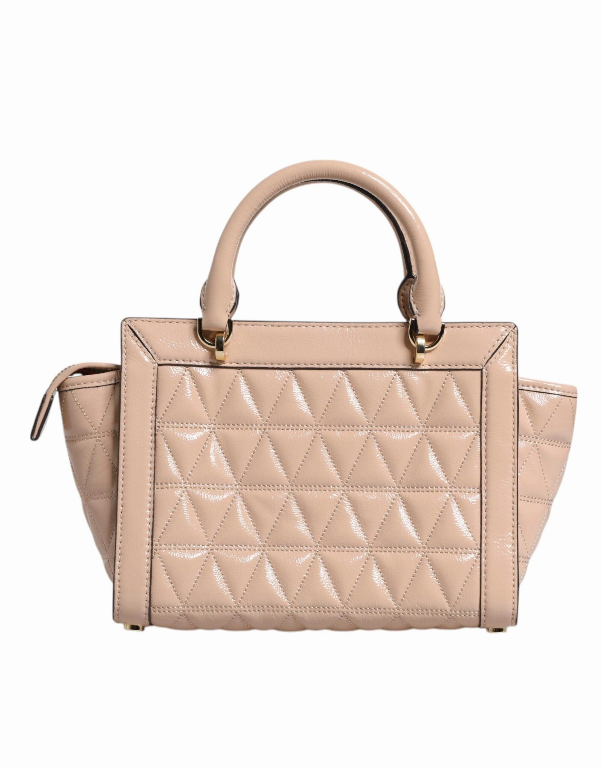 Michael Kors Peach Quilted Leather Logo Crossbody VIVIANNE Messenger Bag
