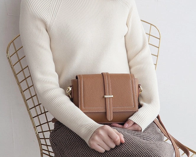 Minimalist Leather Womens Stylish Small Shoulder Bag Crossbody Purse for Women