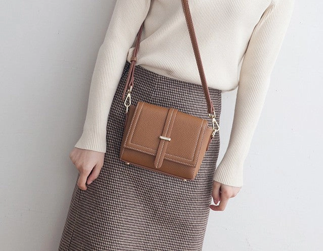 Minimalist Leather Womens Stylish Small Shoulder Bag Crossbody Purse for Women