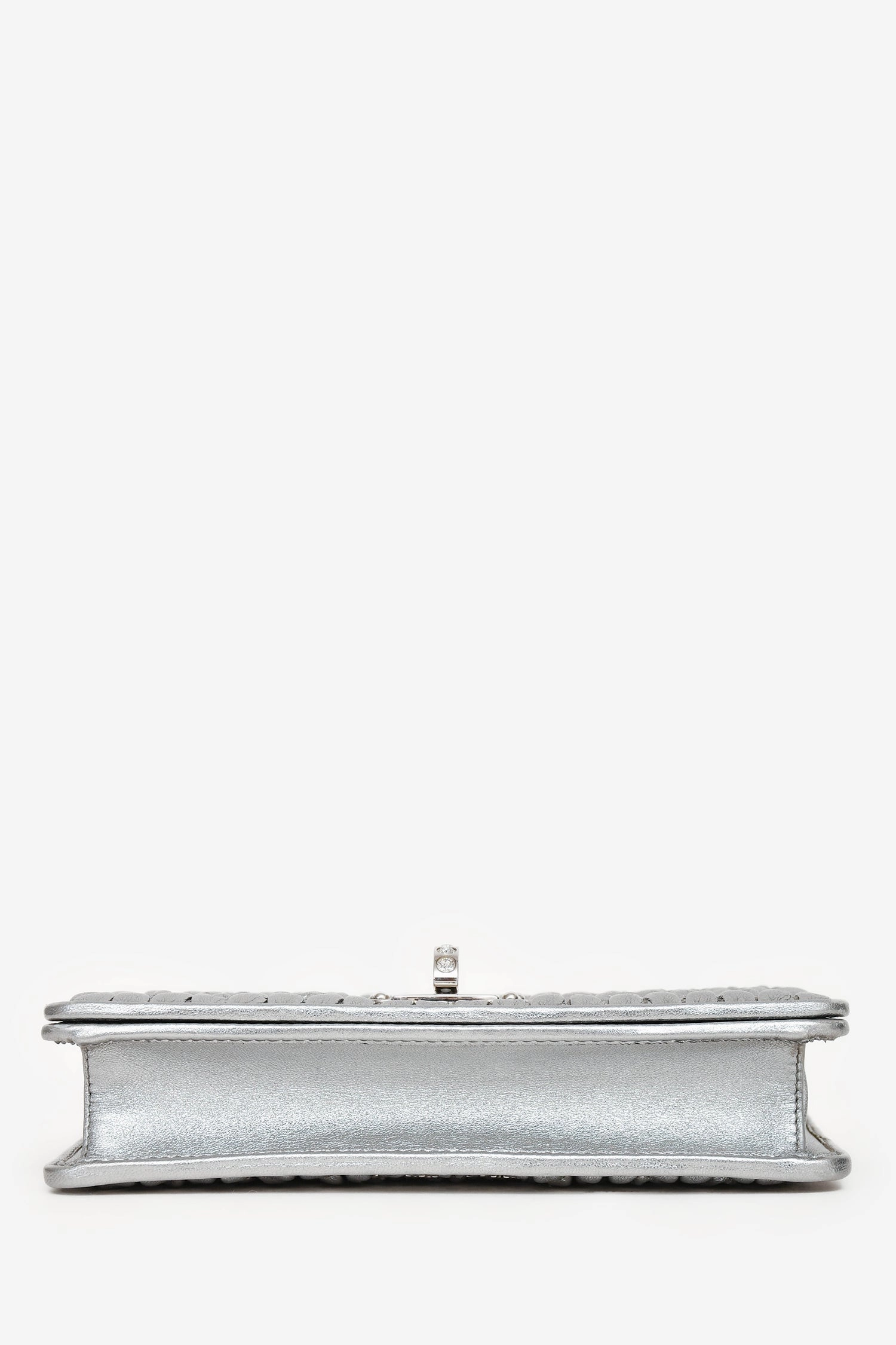 Miu Miu Silver Metallic Leather Matelasse Crossbody Bag with Chain