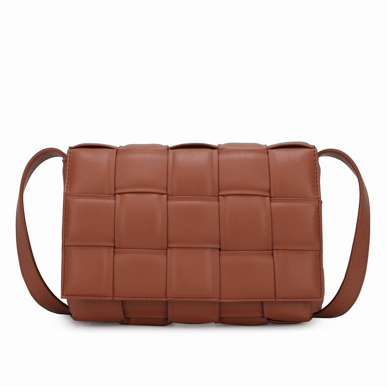 Mkfcollection Ginger Woven Shoulder Bag Vegan Leather Designer Handbag