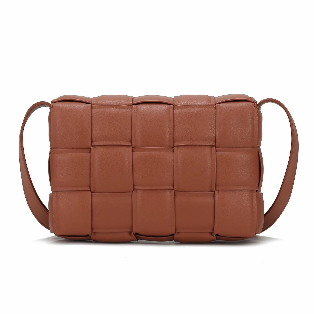 Mkfcollection Ginger Woven Shoulder Bag Vegan Leather Designer Handbag