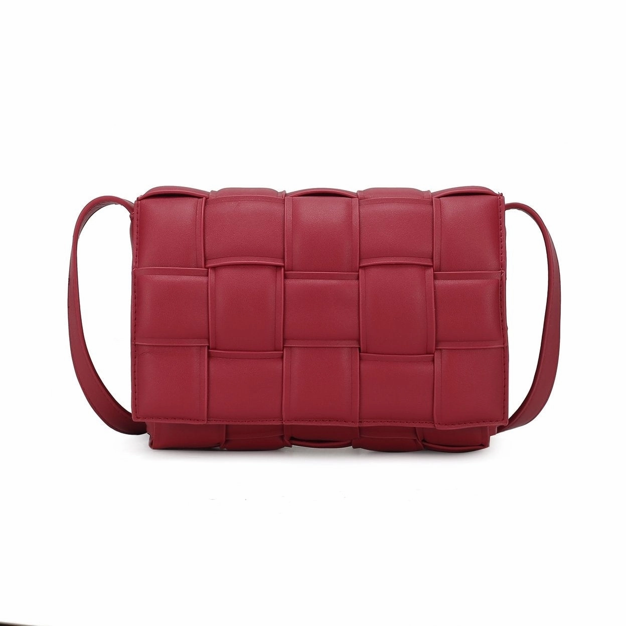 Mkfcollection Ginger Woven Shoulder Bag Vegan Leather Designer Handbag