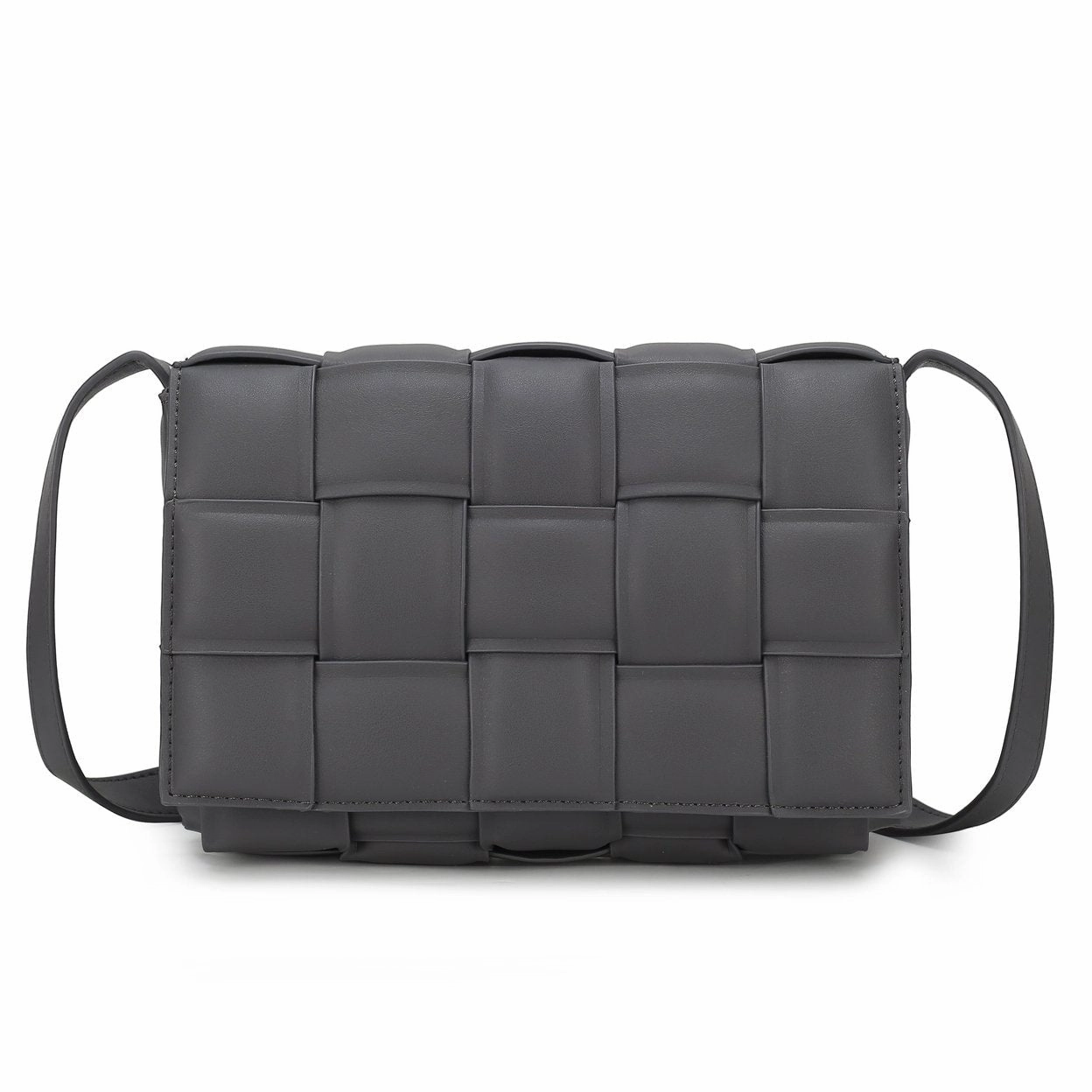 Mkfcollection Ginger Woven Shoulder Bag Vegan Leather Designer Handbag