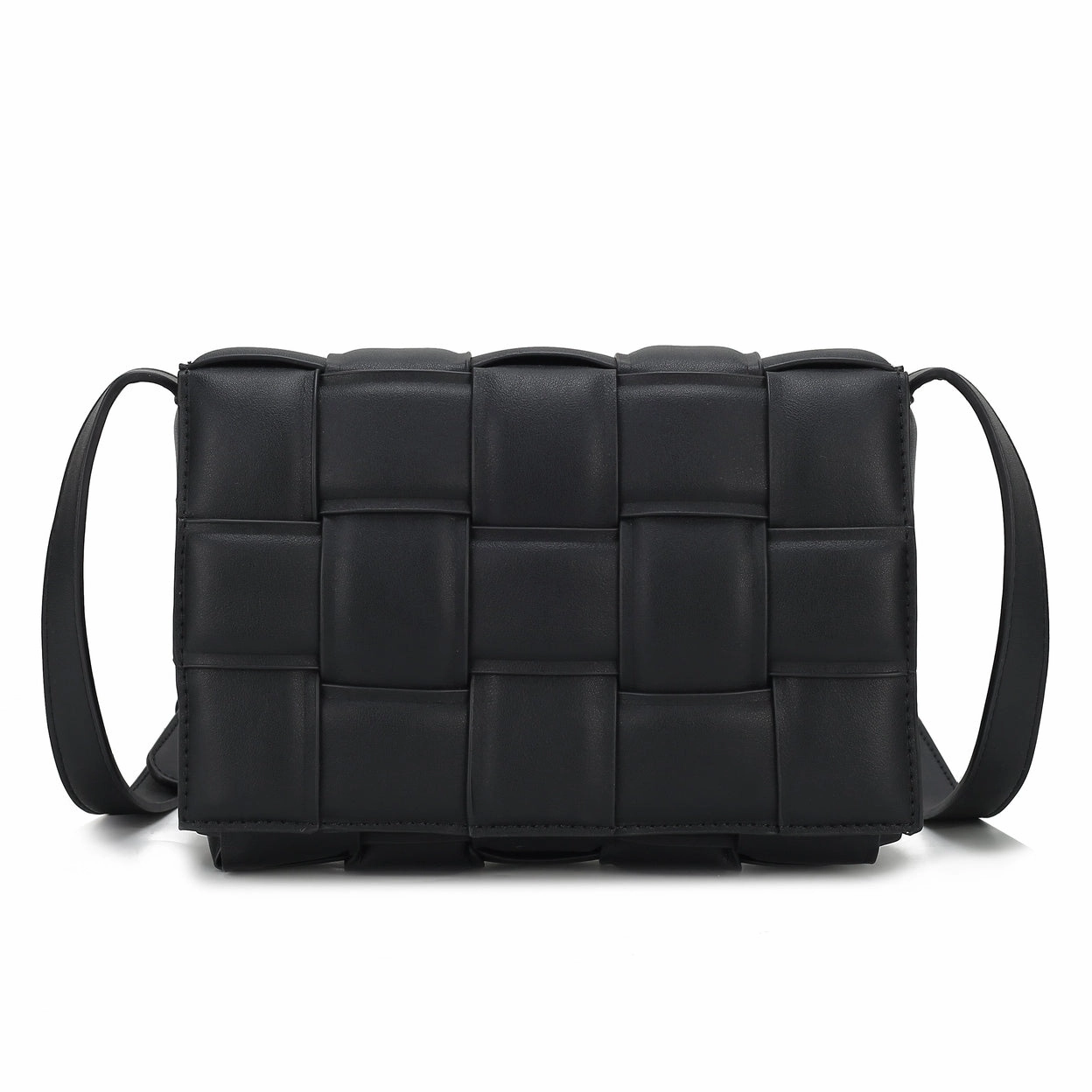 Mkfcollection Ginger Woven Shoulder Bag Vegan Leather Designer Handbag