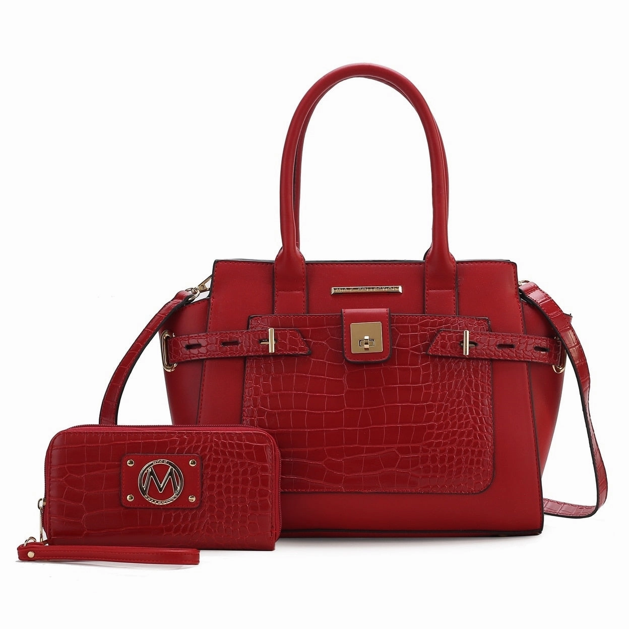 Mkfcollection Isla Shoulder Bag And Set Vegan Leather Designer Handbag