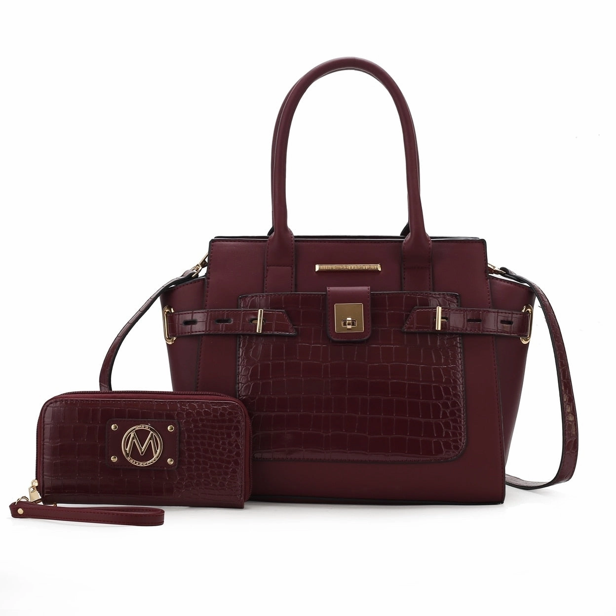 Mkfcollection Isla Shoulder Bag And Set Vegan Leather Designer Handbag