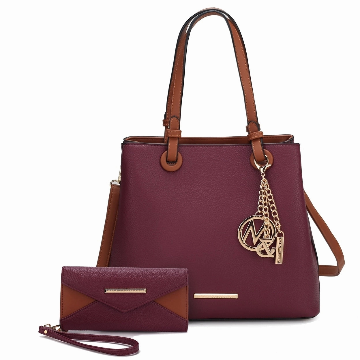 Mkfcollection Kearny Tote Bag And Wallet Set Vegan Leather Designer Handbag