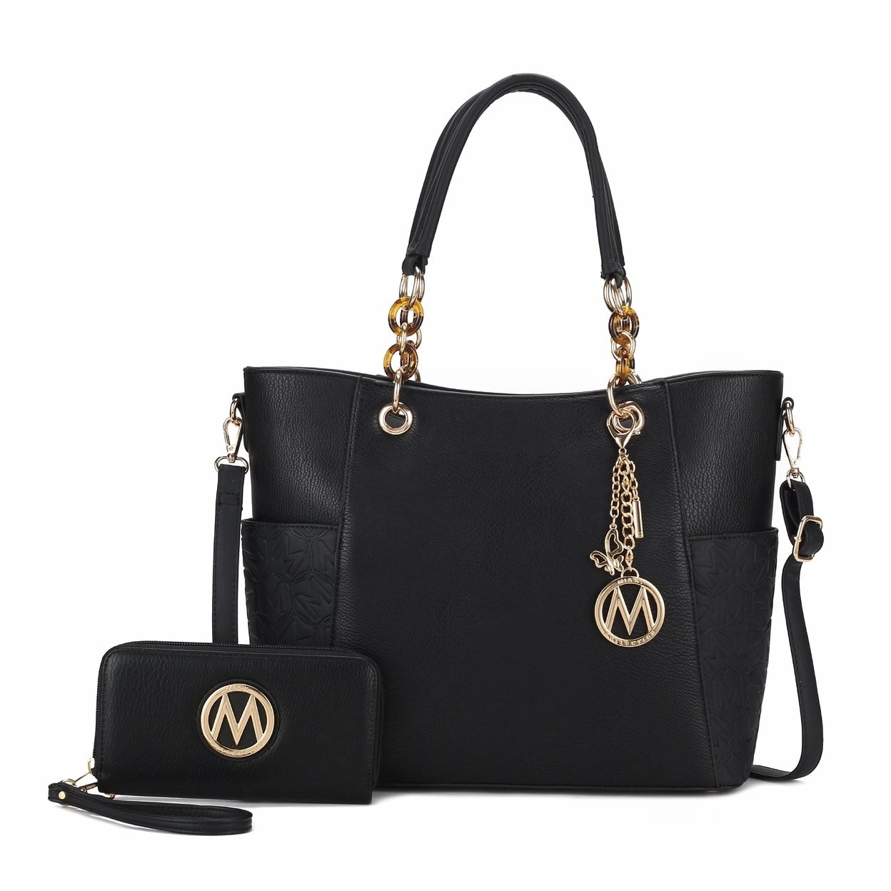Mkfcollection Merlina Embossed Tote Bag And Wallet Set Vegan Leather Designer