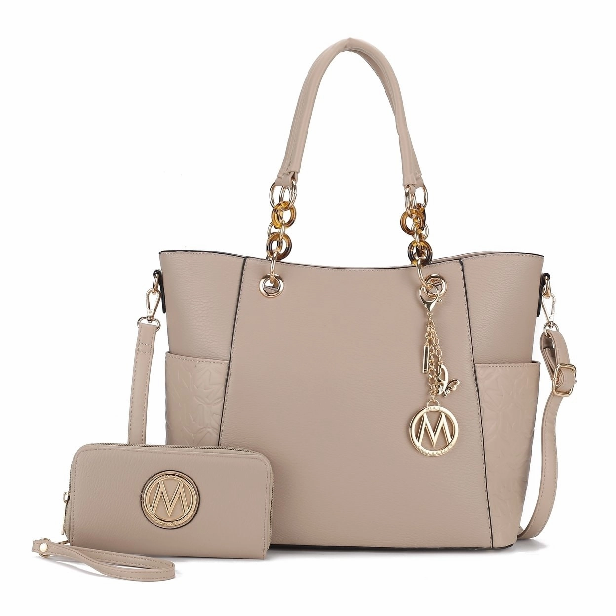 Mkfcollection Merlina Embossed Tote Bag And Wallet Set Vegan Leather Designer