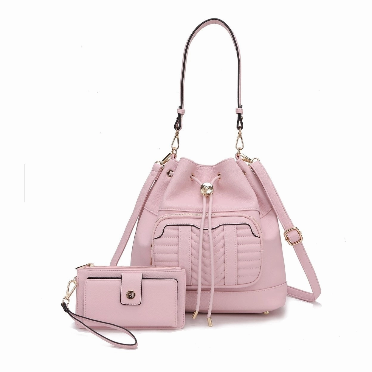 Mkfcollection Ryder Bucket Bag And Wallet Set Vegan Leather Designer Handbag