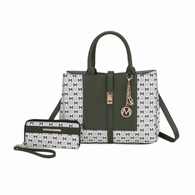 Mkfcollection Yuliana Iii Shoulder Bag And Wallet Set Vegan Leather Designer