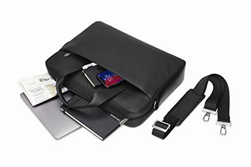 Moleskine Classic Leather Slim Briefcase, Black -  For Work, School, Travel & Everyday Use, Space for Devices, Tablet, Laptop, & Chargers, Notebook Planner or Organizer, Secure Zipper