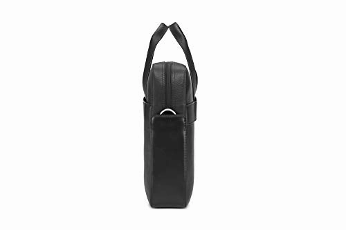 Moleskine Classic Leather Slim Briefcase, Black -  For Work, School, Travel & Everyday Use, Space for Devices, Tablet, Laptop, & Chargers, Notebook Planner or Organizer, Secure Zipper