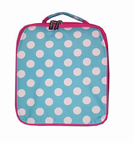 Monogrammed Aqua Polka Dot Back To School Lunch Tote