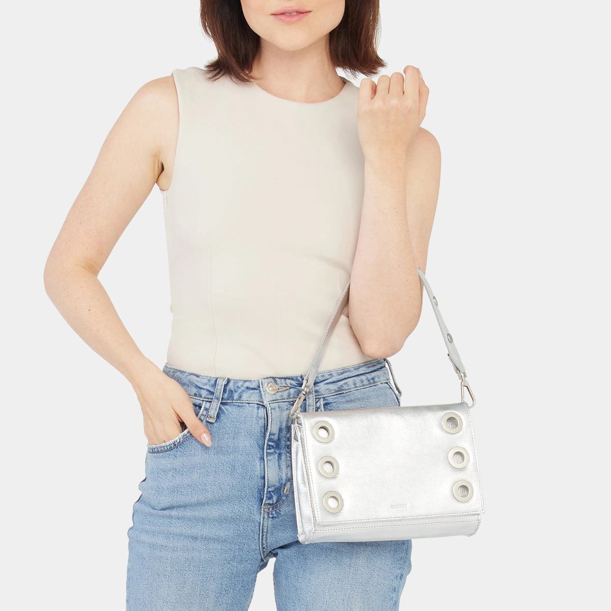 Montana Clutch | Sidewalk Silver/Brushed Silver | Sml