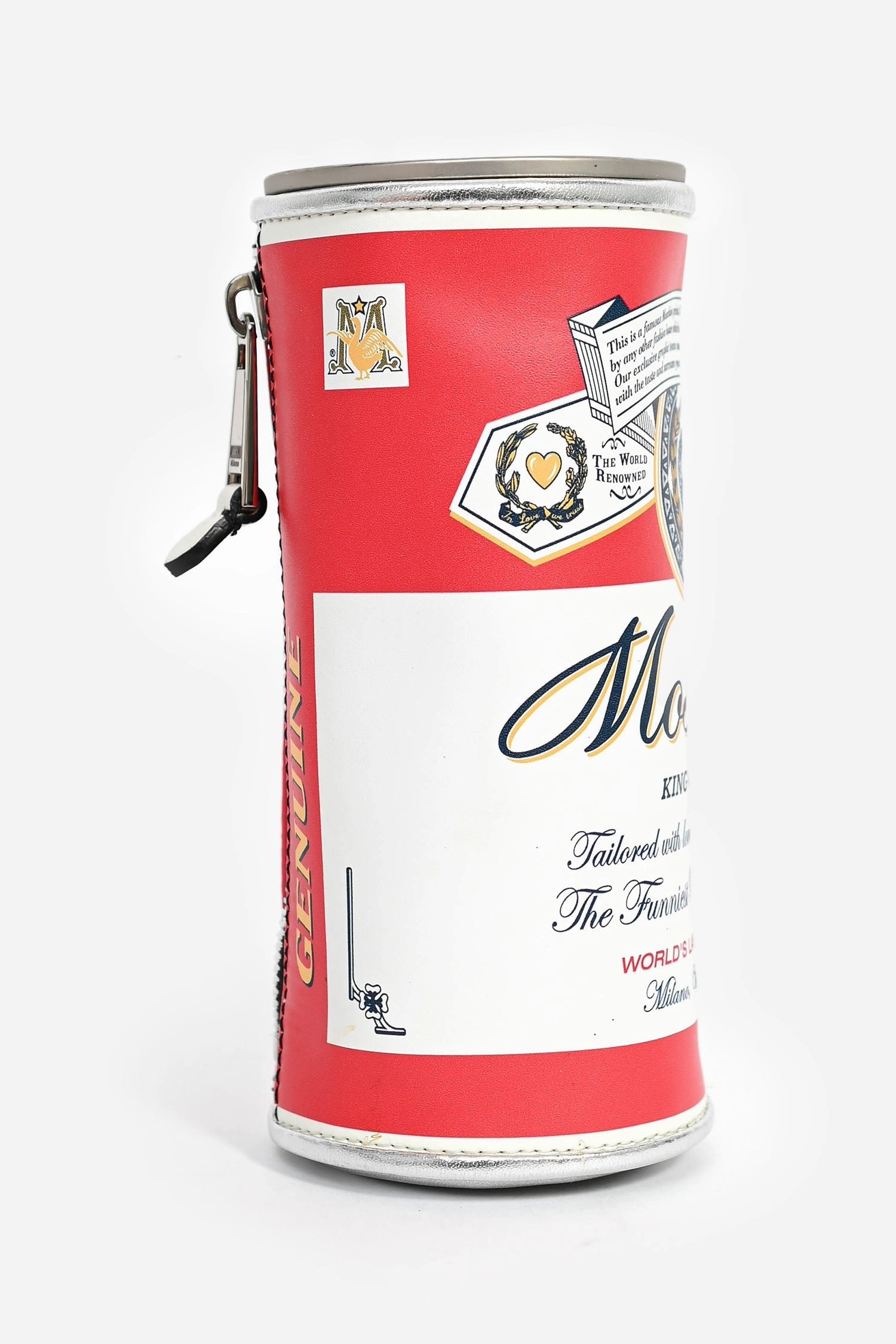 Moschino 2020 Red/White Leather Beer Can Clutch