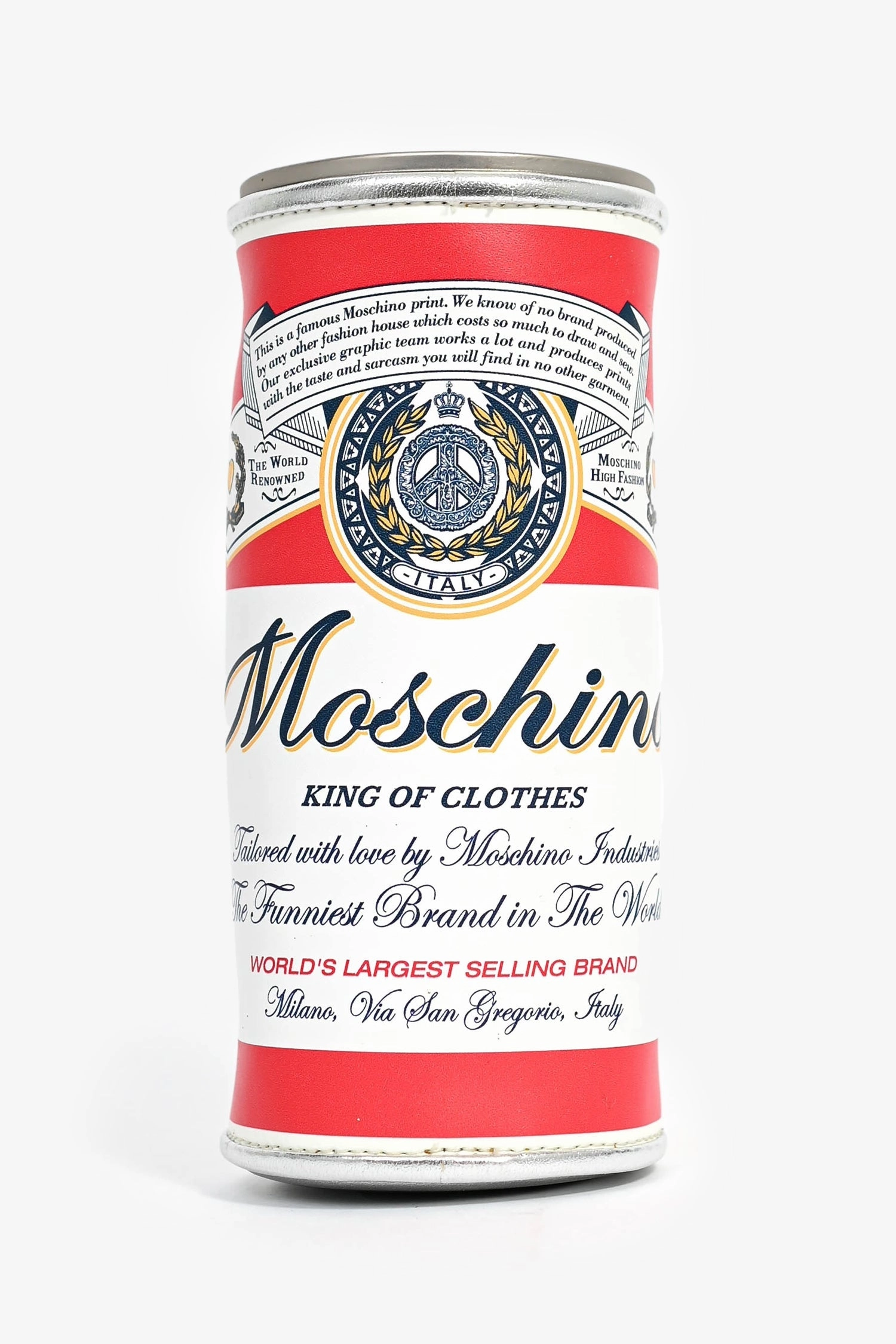Moschino 2020 Red/White Leather Beer Can Clutch