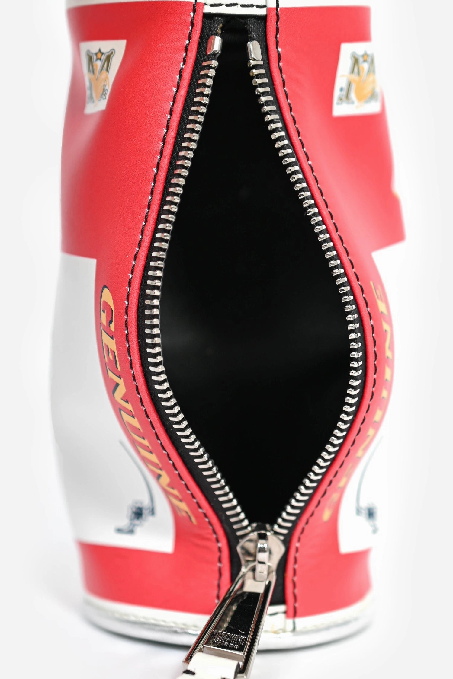 Moschino 2020 Red/White Leather Beer Can Clutch
